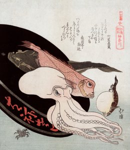 Totoya Hokkei mustekala ja merikala