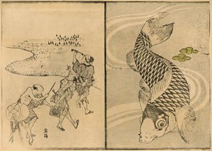 Kolme miestä ja karppi, 1814, 1924. tekijältä Toyota Hokkei