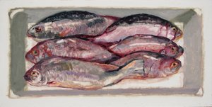 Kalalaatikko 1 (Billingsgate, Lontoo), 2016 (öljy kartongille)