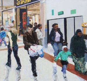 Shoppailijat 2, 2009 (öljy kankaalle) tekijältä Trevor Burgess