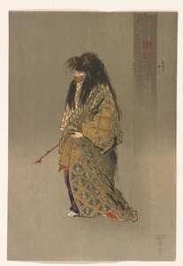 Dōjōji ato shite sarjasta One Hundred Prints of Noh, noin 1922-25 (tussi ja väri paperille). tekijältä Tsukioka Kogyo