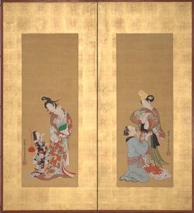 Shirabyoshi tanssija ja naispalvelija, kurtisaani ja tyttövahti, 1700-luvun puoliväli. tekijältä Tsukioka Masanobu