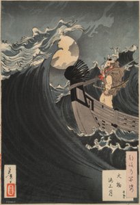 Kuun sata näkökohtaa #12: Benkei rauhoittaa aaltoja Daimotsun lahdella tekijältä Tsukioka Yoshitoshi