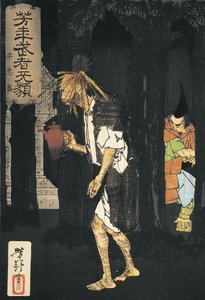 Sivuprofiili miehestä, jolla on teekannu tekijältä Tsukioka Yoshitoshi