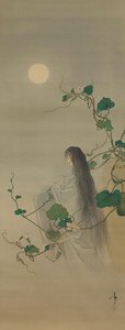 The Spirit of the Deceaded Yugao kietoutunut Moonflower Vines..., n. 1892. tekijältä Tsukioka Yoshitoshi