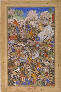 Taistelu, joka edelsi linnoituksen valloitusta Bundissa Rajasthanissa vuosina 1577, 1592-1594 tekijältä Tulsi Kalan
