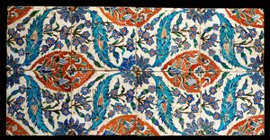 Kahdeksan komposiitti Iznik moniväristä neliölaattaa, n. 1575 tekijältä Turkish School