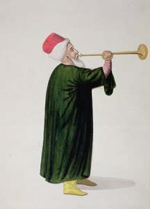 Janissary Military Bandin virallinen trumpetisti, ottomaanien aika, 1700-luvun kolmas neljännes (wc paperilla) tekijältä Turkish School