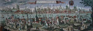 Panoraamanäkymä Konstantinopoliin, 1700-luvun loppu tekijältä Turkish School