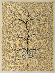 Silkkiriippuva kirjailtu elämänpuu, 1800-luku tekijältä Turkish School