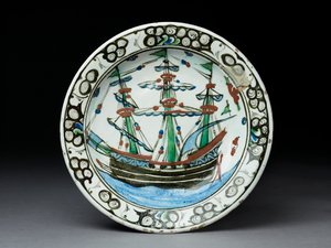 Kivitahna-astia lasitekoristeella, Iznik, n.1620-30 (keraaminen) tekijältä Turkish School