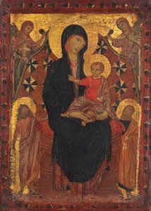 Madonna ja lapsi Pyhän Johannes Kastajan, Pyhän Pietarin ja kahden enkelin kanssa tekijältä Tuscan 13th Century