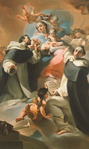 Ubaldo Gandolfi (1728-1781) Ruusukon Marian Maria lapsen kanssa, St Dominic ja St Vincent Ferrer, noin 1773