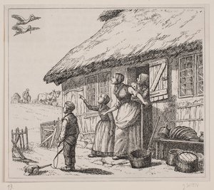 Kuvitus Gotfred Roden runoon "Storken er kommen".