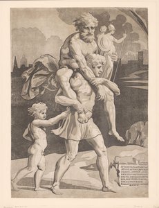 Aeneas pakenee perheineen Troijasta