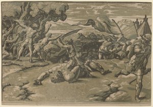 Daavid surmaamassa Goljatin tekijältä Ugo da Carpi after Raphael
