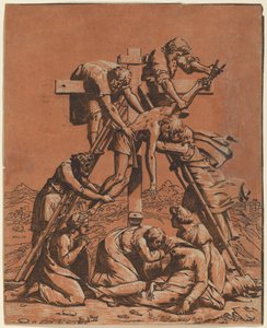 Laskeutuminen ristiltä tekijältä Ugo da Carpi after Raphael