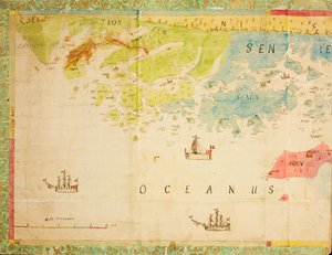 Kartta Nasjonalbibliotekets kartsamling. Kartet er gitt ut i Håndtegnet () og viser Trøndelag, Nordland, Troms, kysten, sjøkart tekijältä Ukjent tegner