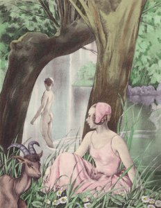 Brunelleschin kuvitus Contes et Nouvelles de La Fontaine -teokseen (väriliitos). tekijältä Umberto (after) Brunelleschi