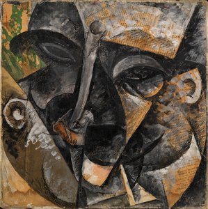 Miehen pään dynamiikka tai naisen pään koostumus tai ihmisen pään hajoaminen tai miehen pään voimat (Dinamismo di una testa di uomo), Umberto Boccioni tekijältä Umberto Boccioni