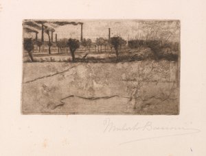 Maisema teollisuuslaitoksilla tekijältä Umberto Boccioni