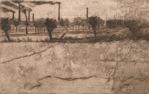 Maisema teollisuuslaitoksilla, 1909. tekijältä Umberto Boccioni