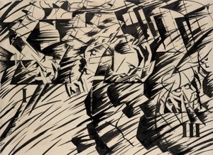 Mielentilat: 1912 (tussi paperille). tekijältä Umberto Boccioni