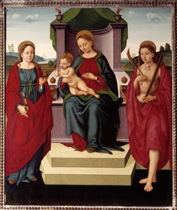 Madonna valtaistuimella Pyhän Magdalenan ja Sebastianin välillä (öljy kankaalle