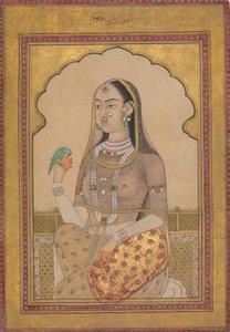 Bejeweled Maiden ja papukaija, n. 1670-1700. tekijältä Unbekannt