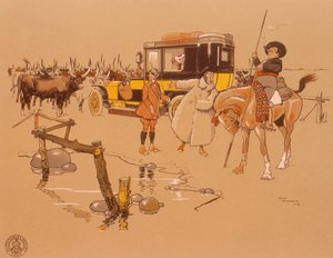 Berliet-auto jumissa karjan keskelle, 1906 tekijältä Unbekannt