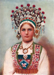 Norjalainen tyttö morsiuspuvussa, 1912 tekijältä Unbekannt