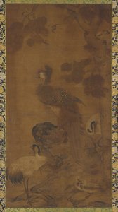 Phoenix ja kaksi nosturia puun alla, Ming-dynastia, 1500-1600-luku. tekijältä Unbekannt