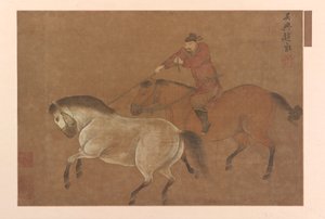 Ratsastaja lassoi hevosta, Ming-dynastia, 1369-1644. tekijältä Unbekannt