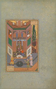 Ruffian säästää köyhän miehen elämää, Folio 4v Mantiq al-tairista Lintujen kieli, c16 tekijältä Unbekannt