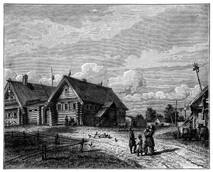 Venäläinen kylä eteläisellä maatalousvyöhykkeellä, v. 1890 tekijältä Unbekannt