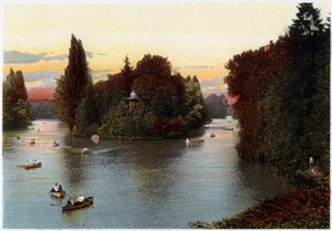 Järvi Bois de Boulognessa, Pariisissa, vuonna 1900 tekijältä Unbekannt