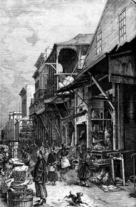 Markkinapaikka San Franciscossa, Kaliforniassa, Yhdysvalloissa, 1800-luvun puolivälissä 1880 tekijältä Unbekannt