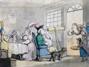 Viehättävä herrasmies katsomassa teleskoopin läpi, 1800-luku tekijältä Unbekannt