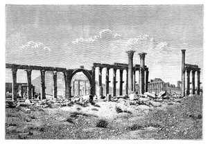 Raunioitu pylväikkö Palmyra Tadmurissa Syyriassa, 1895 tekijältä Unbekannt