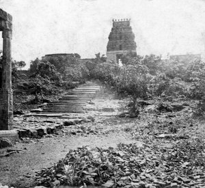 Raunioitu temppeli lähellä Madrasia, Intia, 1874 tekijältä Unbekannt