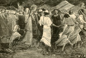 Aaron ja israelilaiset palvomassa vasikkaa, 1890. tekijältä Unbekannt