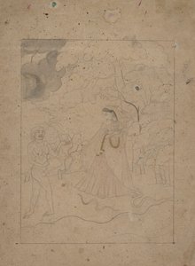 Abhisarika Nayika sankaritar Braving the Night, K. 1800. tekijältä Unbekannt