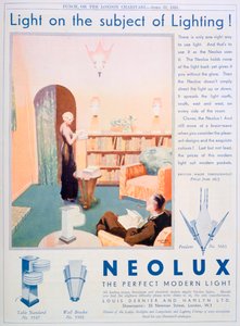 Neolux-valaisimien mainos, 1931 tekijältä Unbekannt