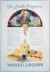 Yardleys Lavender -hajuvesien ja kosmetiikan mainos, 1928 tekijältä Unbekannt