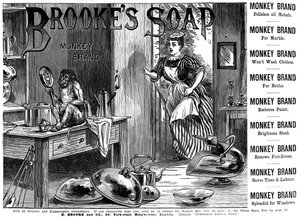 Mainos Brookes Monkey Brand Soapista, 1887 tekijältä Unbekannt