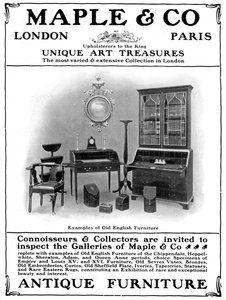 Mainos Maple & Co of London -yritykselle, antiikkihuonekalujen myyjälle, 1901 tekijältä Unbekannt