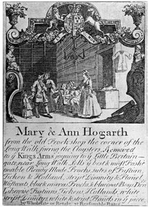 Mainos Mary ja Ann Hogarths -liinaliikkeestä, 1700-luvun alkupuoliväli, 1901 tekijältä Unbekannt