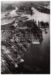 Ilmakuva Bremer Vulkan -telakasta, Bremen, Saksa, Zeppelinistä, c1931 1933 tekijältä Unbekannt