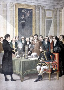 Alessandro Volta esittelee napapatteriaan Napoleonille, c1800 1901 tekijältä Unbekannt