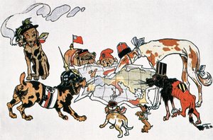 Ensimmäisen maailmansodan allegorinen karikatyyri tekijältä Unbekannt
